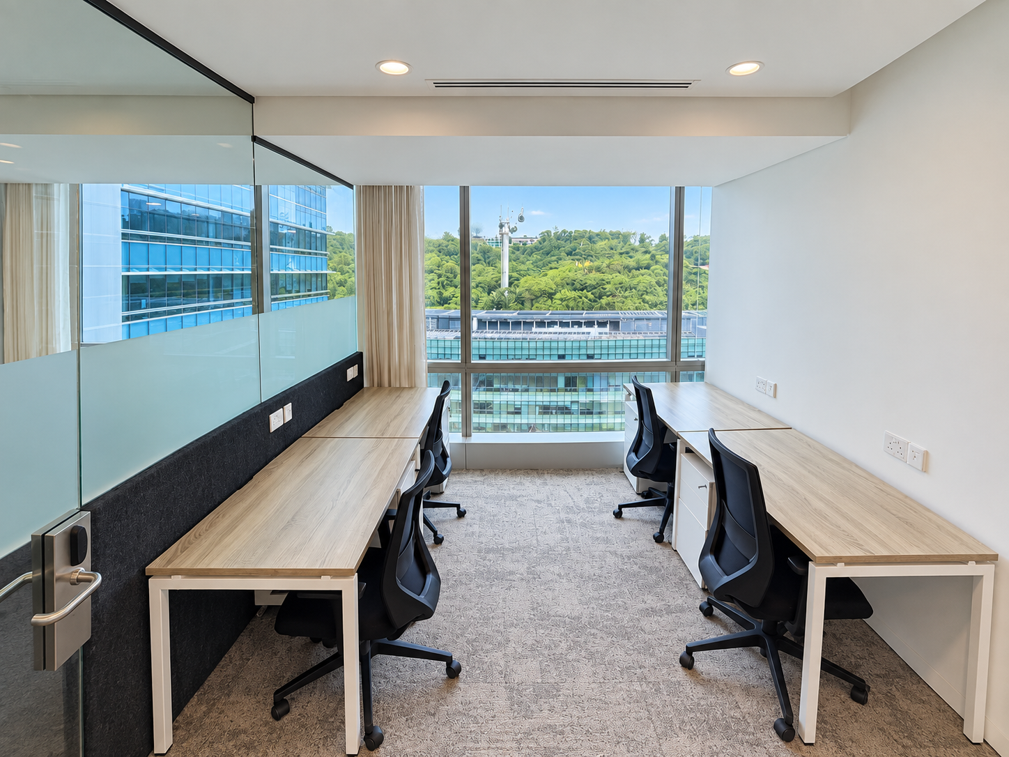 Room 1106 with window, 3 workstations at HarbourFront Tower 2