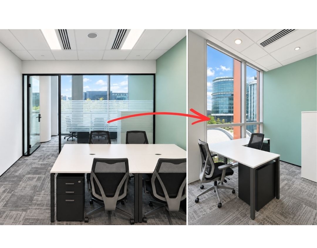 Room 5111, a 9-workstation window office at Paya Lebar Quarter 1